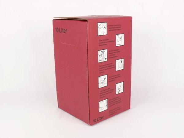 Karton Bag in Box 10 Liter weinrot, Saftkarton, Faltkarton, Apfelsaft-Karton, Saftschachtel, Schachtel. - Bild 2